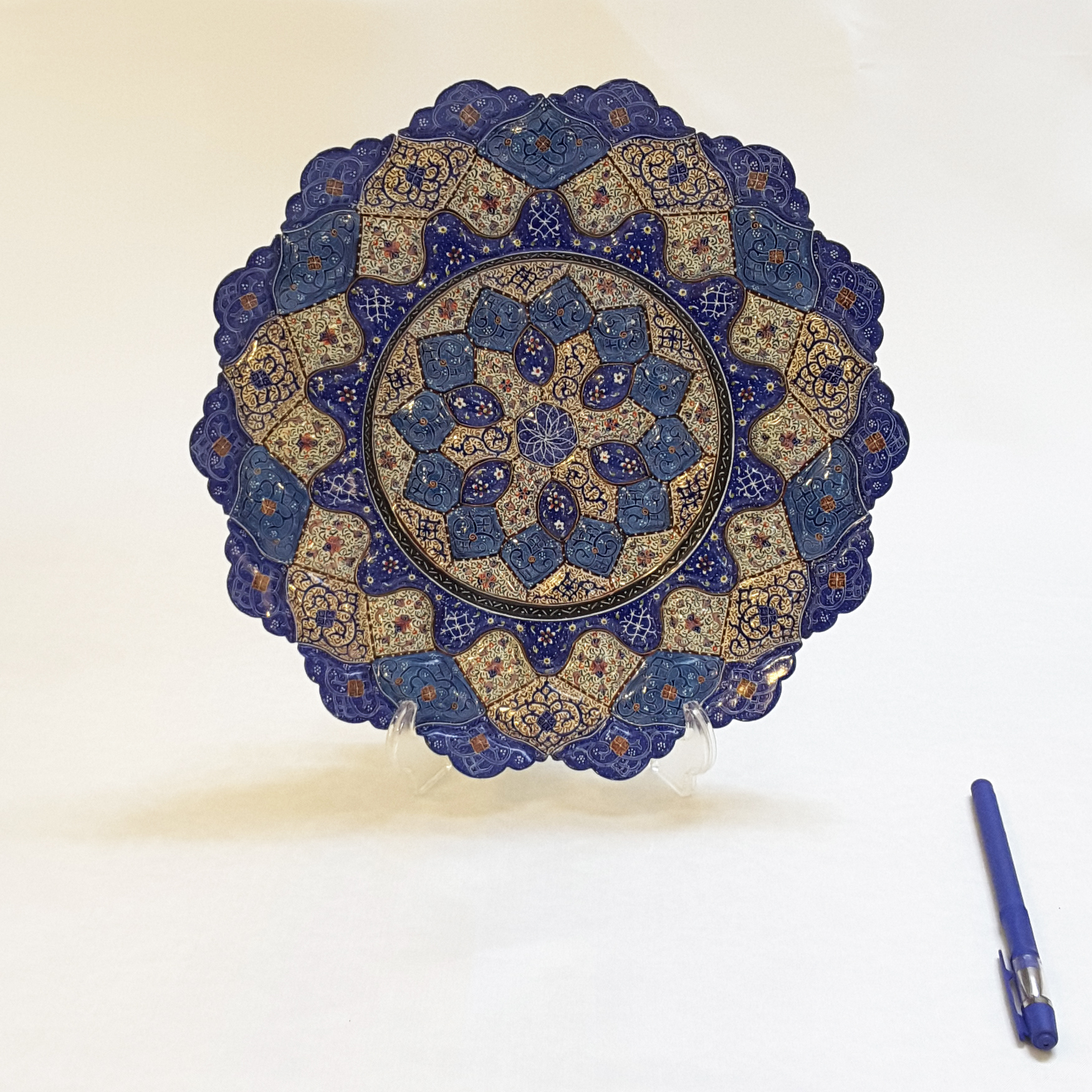 Persian Handmade enameled Wall Hanging plate on copper, Eslimi design